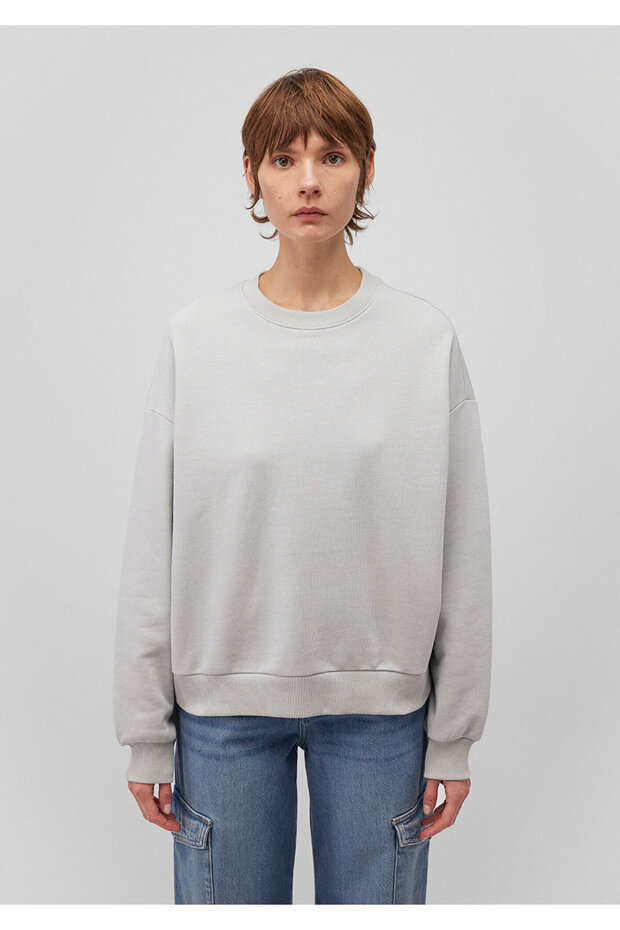 Bisiklet Yaka Gri Basic Sweatshirt 1611770-70074 - 3