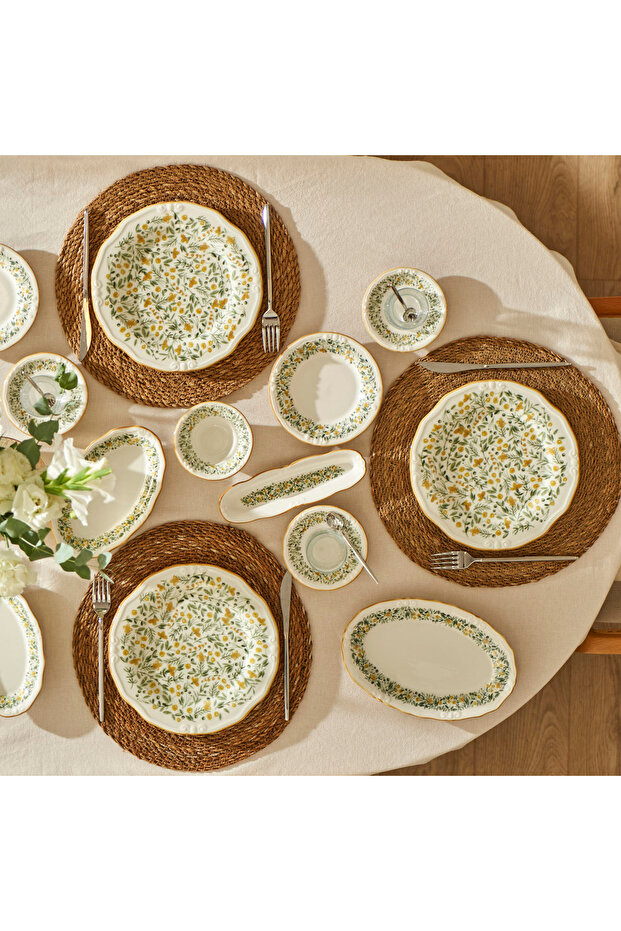 Loren Stoneware 26 Parça 6 Kişilik Kahvaltı Takımı Sarı - 1