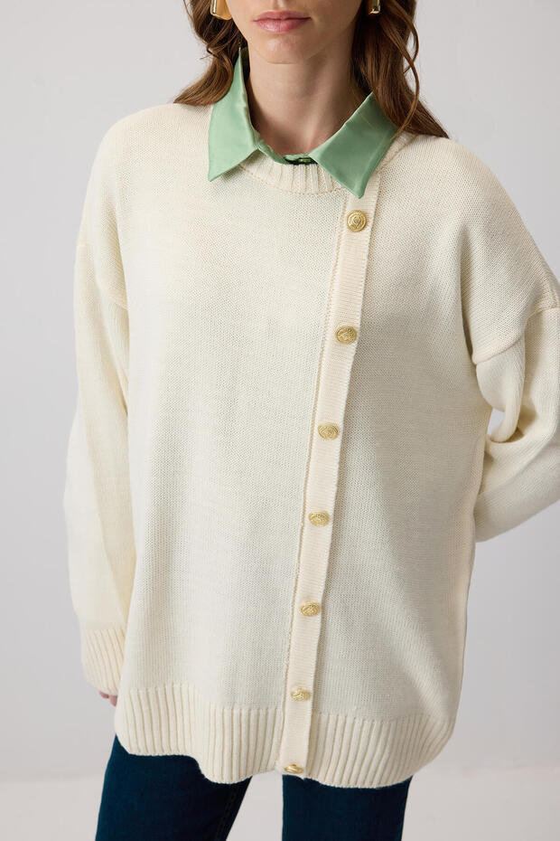 Strickpullover mit Knopfdetail - 3