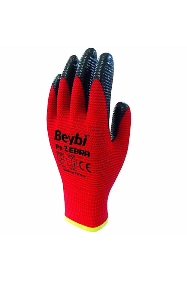 Pn5 Zebra Polyester Örme Nitril Eldiven Numara 10 - 3