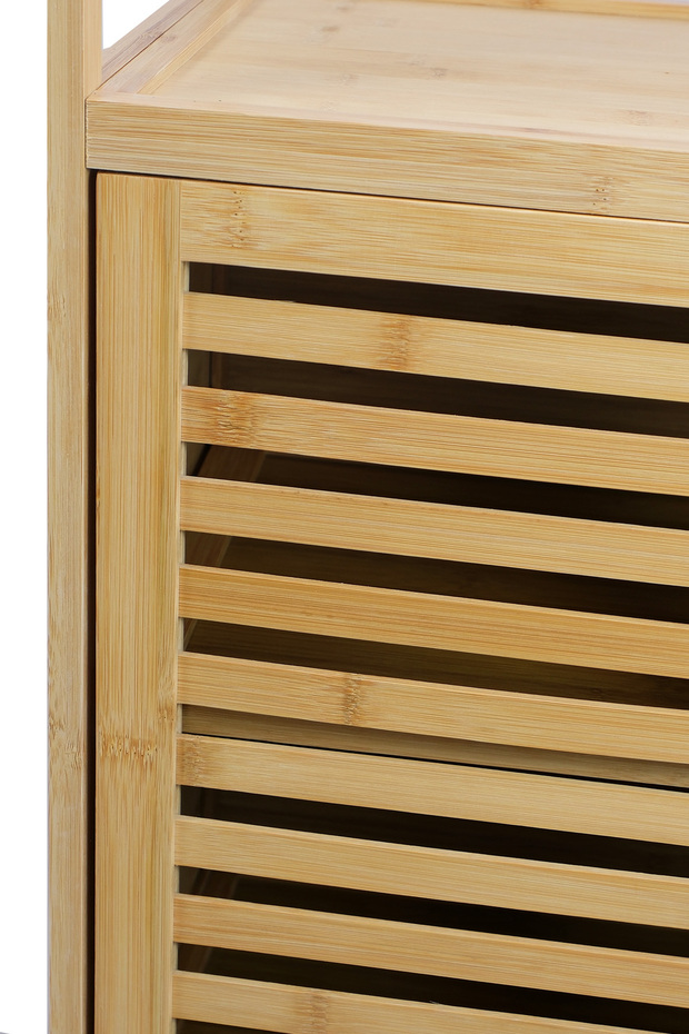 Bambu Çift Kapaklı 2 Raflı Banyo Düzenleyici Organizer Yatay Dolap DB-0038 - 5
