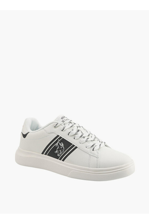 Men's White Sneakers with Bold Side Logo – Sporty Striped Design for Effortless Everyday Styling
