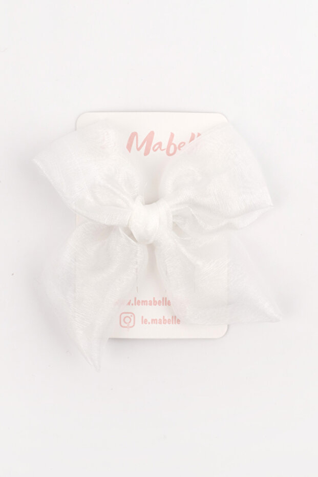 Ecru Organza Bow Girls' Clip Buckle