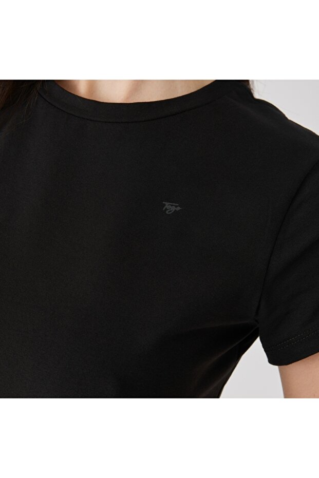Siyah Kadın Basic T-Shirt [830007] - 4
