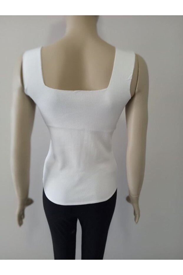 Kare Yaka Basic Triko Atlet Bluz - 5