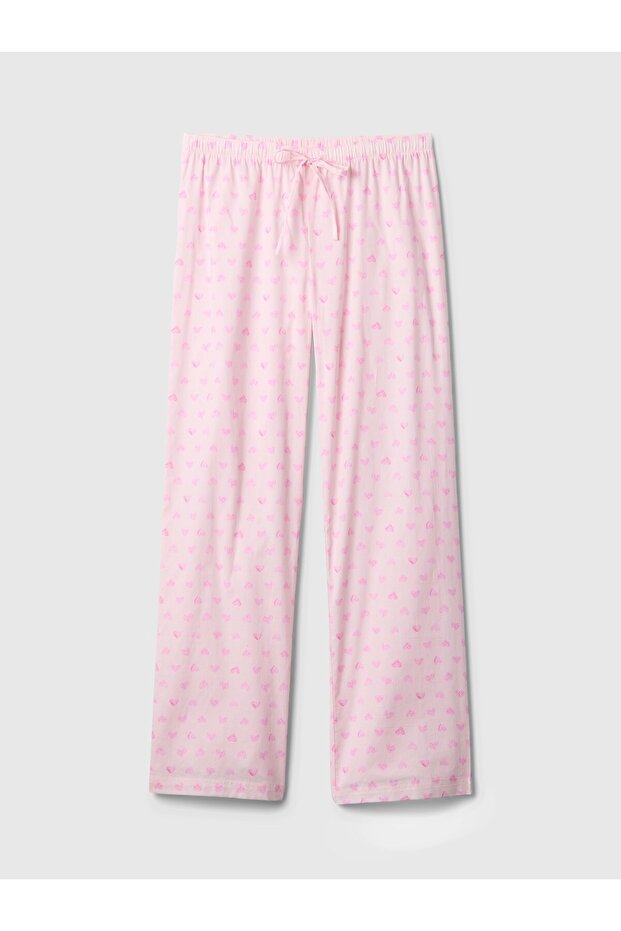 Kadın Pembe Desenli Poplin Pijama Altı - 2