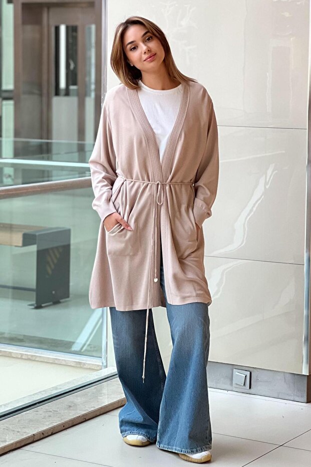 Önü Açık Merserize Hırka - 4