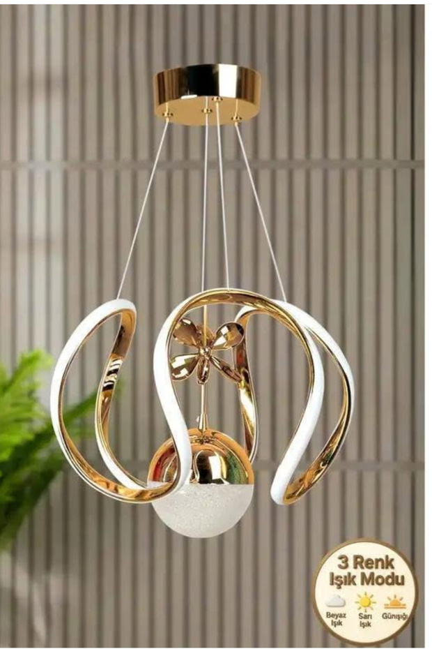 Avize Tek Toplu Gold Avize Dimmer Uzaktan Kumandalı - 2