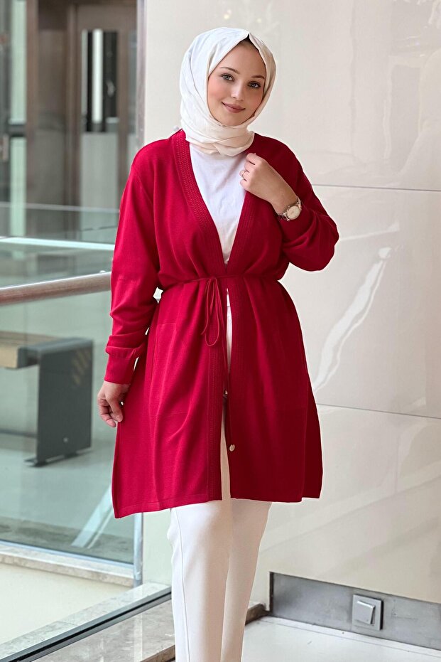 Önü Açık Merserize Hırka - 1