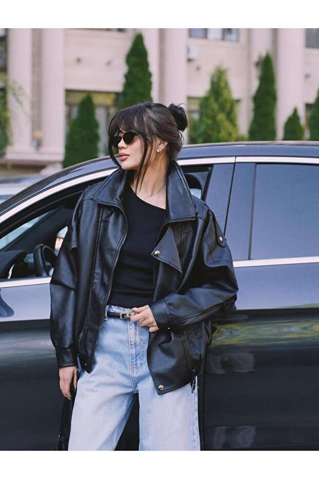 100% Pu New Season Oversize Leather Jacket