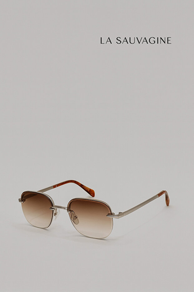 Heritage Series – Silver Half Frame Brown Gradient Glass Sunglasses
