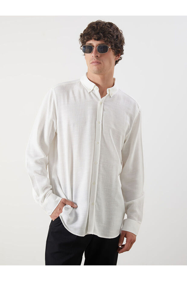 قميص NEVAVM Farkily Slim Fit بأكمام طويلة للرجال