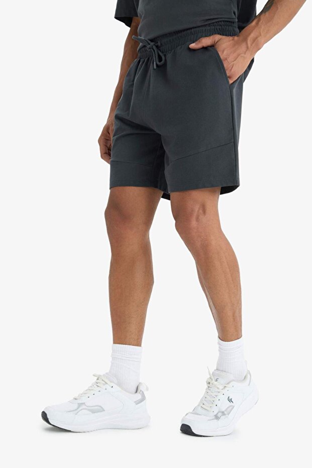 DeFactoFit Standart Fit Sporcu Beli Bağcıklı Cepli Şort E2585AX25SM - 4