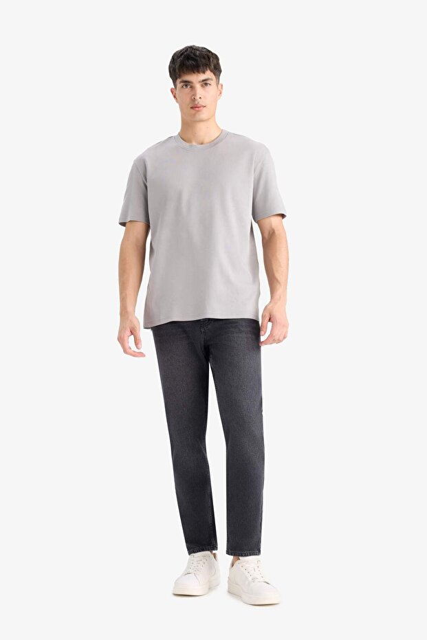 %100 Pamuk Regular Fit Bisiklet Yaka Basic Düz Kısa Kollu Tişört E7961AX25AU - 2