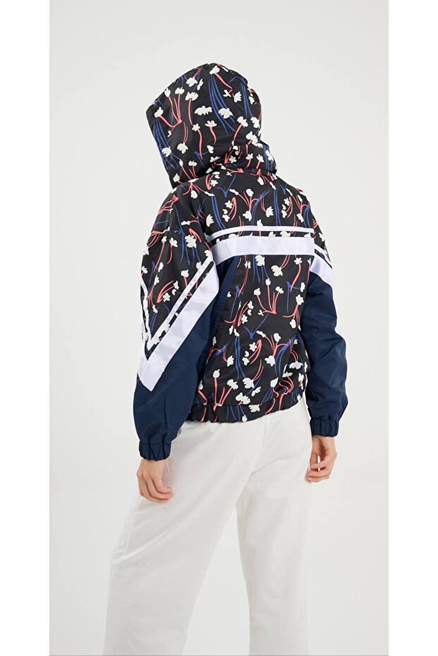 Baskılı Şeritli Kadın Oversize Yağmurluk - 8