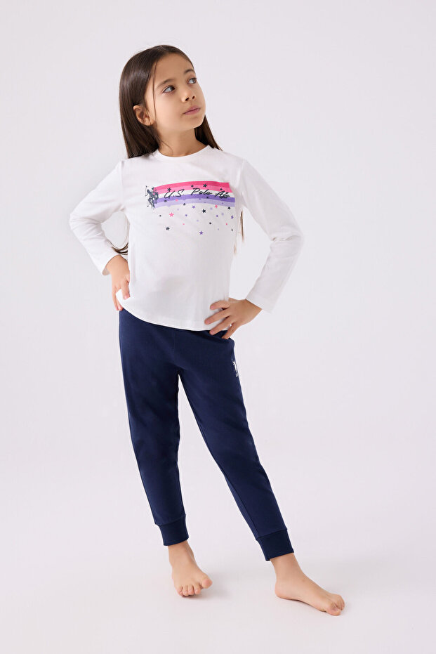 U.S. Polo Assn Girls' White Pajama Set