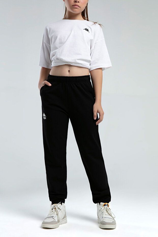 Girl's Pigment Printed Summer Regular Fit Black Sweatpants 342283W-C-V1