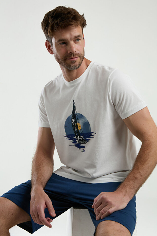 ERKEK BEYAZ EBermuda Takım - 1