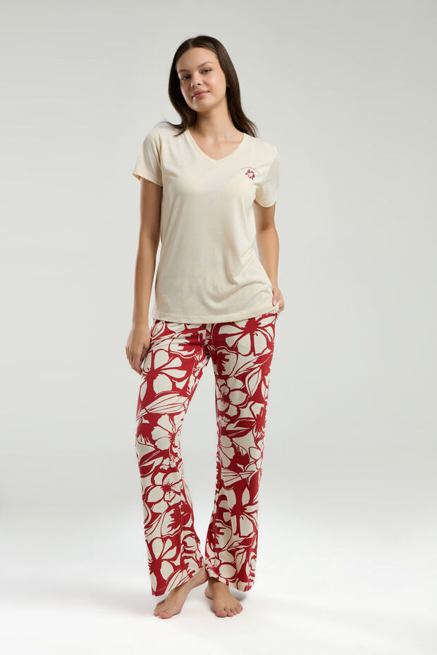 Ženski krem pidžama set - 1