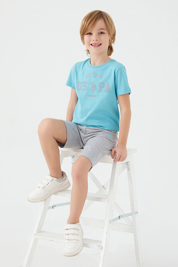 U.S. Polo Assn Stamp Detail Turquoise Boys' Bermuda Set