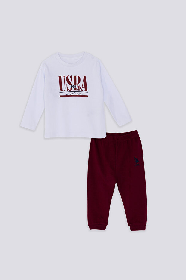 Baby Boy Crew Neck Pigment Printed Winter Regular Fit White Baby Set Usb2475-C-V1