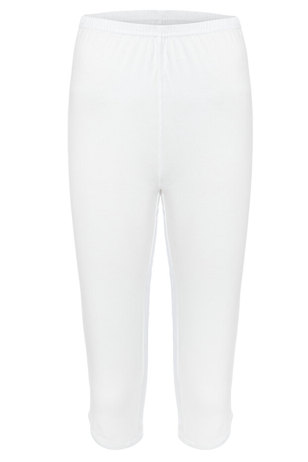 Women's 100% Cotton Ribbed Capri White Leggings 426