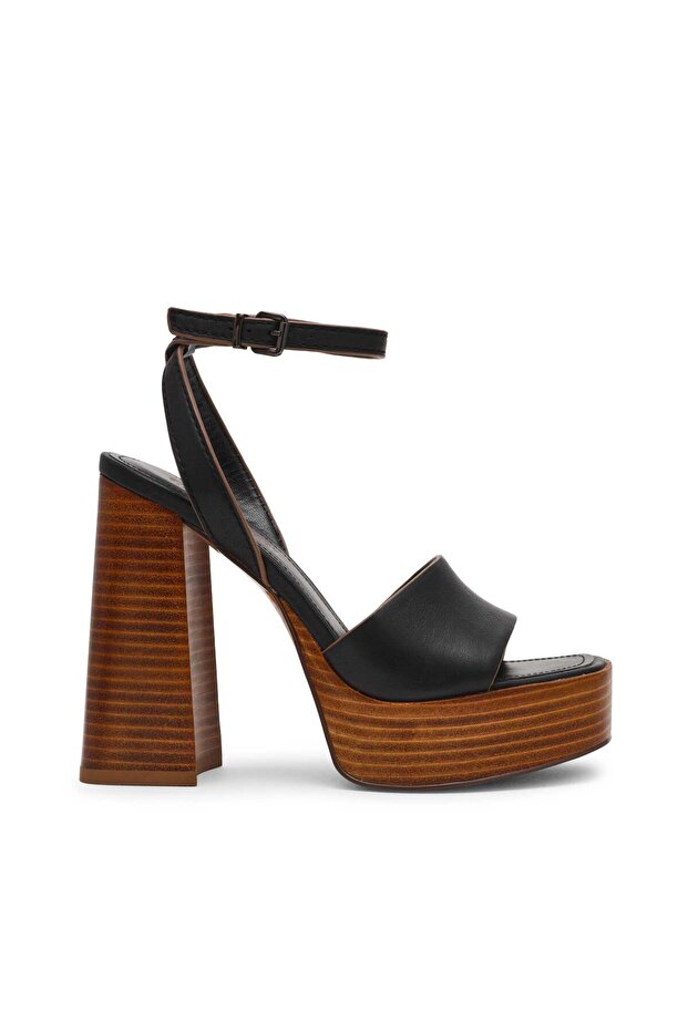 Womens Floria Black Leather Heels