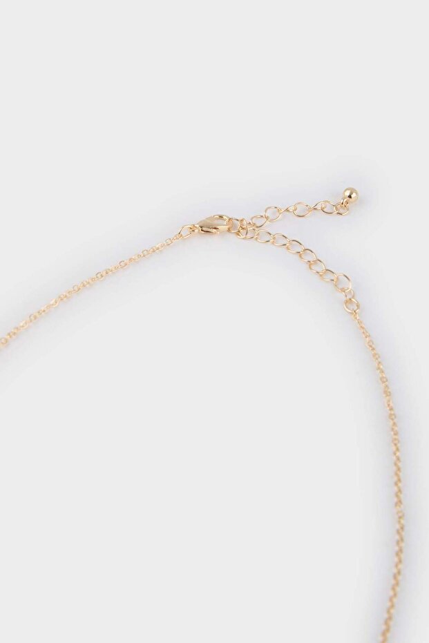 Siyah Pembe Çiçekli Gold Kolye E8308AXNS - 3