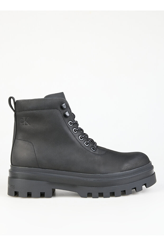 Siyah Erkek Deri Bot LUGGED BOOT LACEUP REBELLIOUS - 1