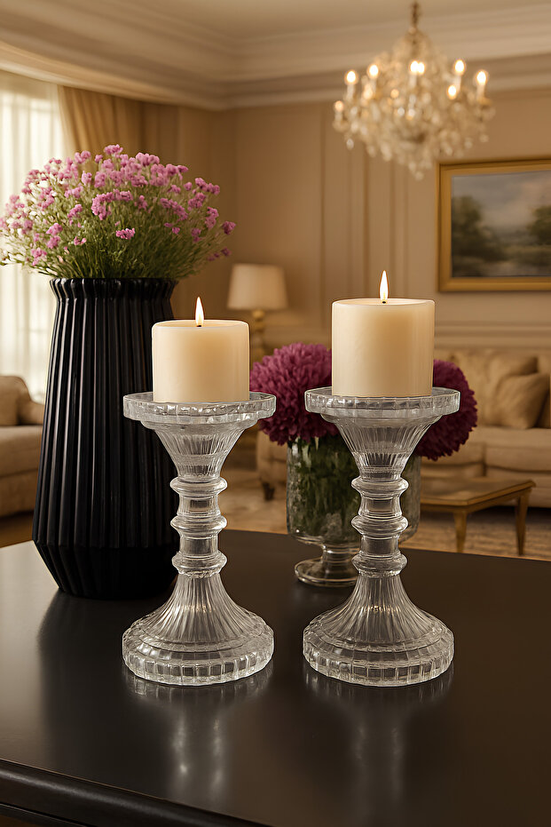 Kristal Şamdan Mumluk 2'li - 1