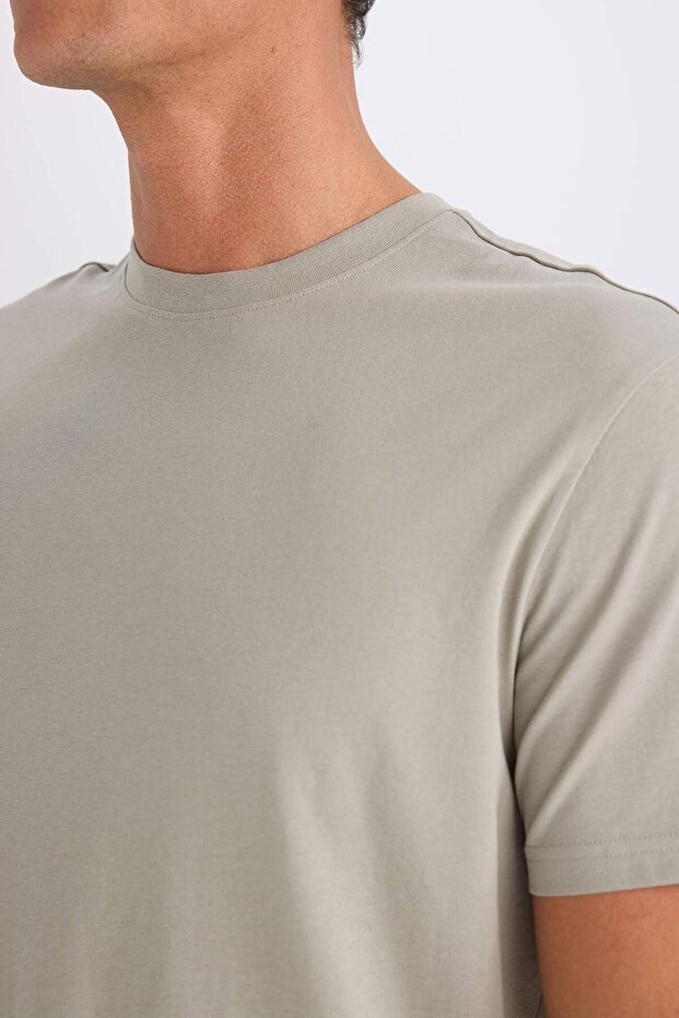 %100 Pamuk New Regular Fit Bisiklet Yaka Basic Düz Kısa Kollu Tişört V7699AZ25SP - 5