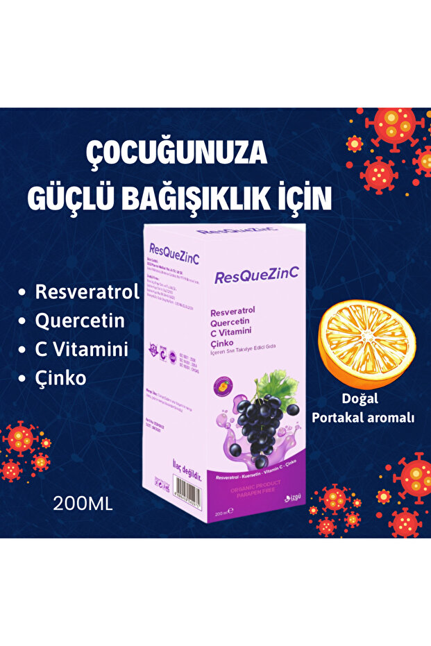 RESVERATROL-QUERCETİN-C VİTAMİNİ VE ÇİNKO İÇEREN 200 ML ŞURUP - 1