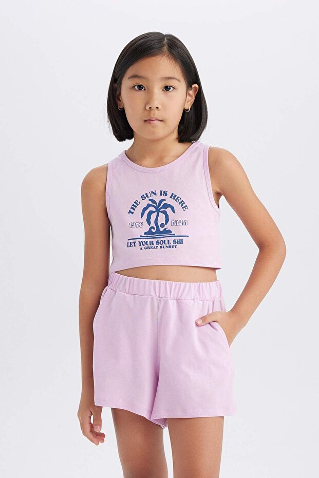 Kız Çocuk 2'li Takım Baskılı Atlet Şort E4897A825SM - 5