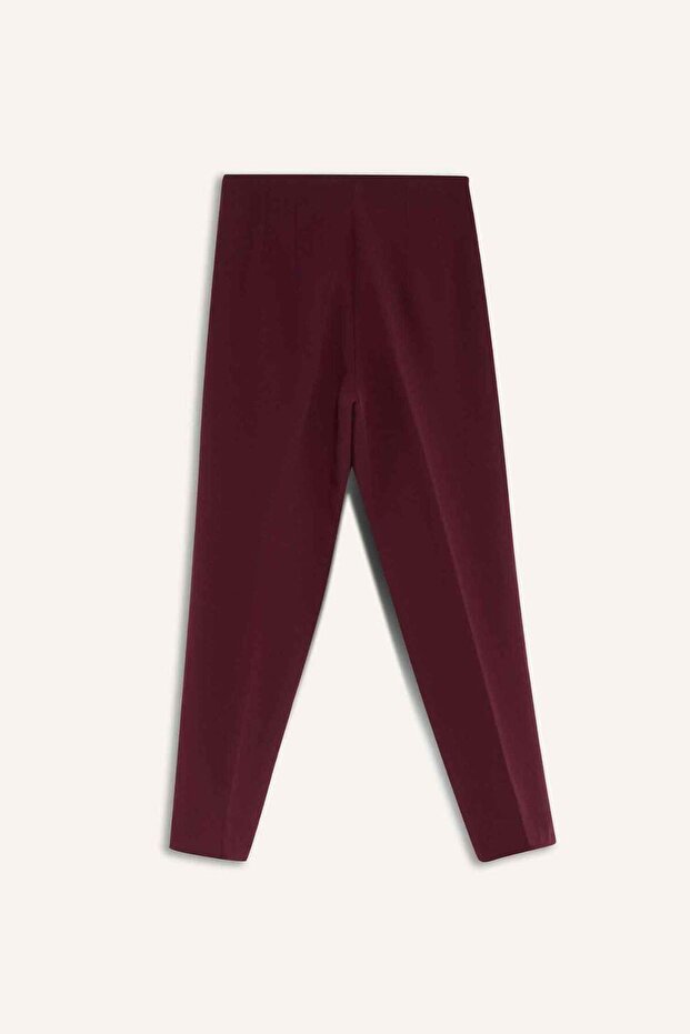 Carrot Fit Crop Klasik Kumaş Pantolon Fermuarlı Yüksek Bel Basic Düz Dar Paça C2466AX25SP - 3