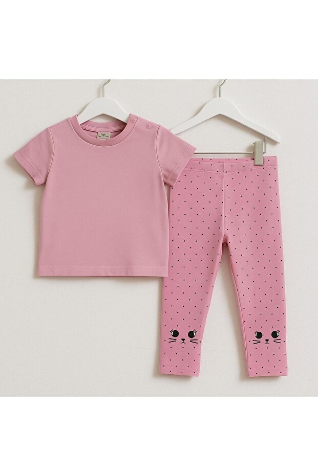 Basic Pink Baby Girl Leggings Set