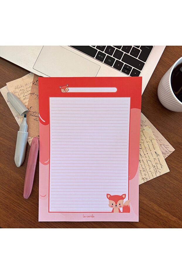 A4 Tilki Desenli Notepad, Memopad, Not Defteri - 1