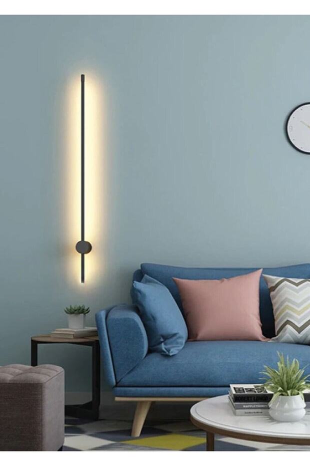 Modern Dekoratif Led Duvar Aplik Uzun Çubuk Samsung Ledli Tekli 50 Cm Siyah Kasa Gün Işığı - 4