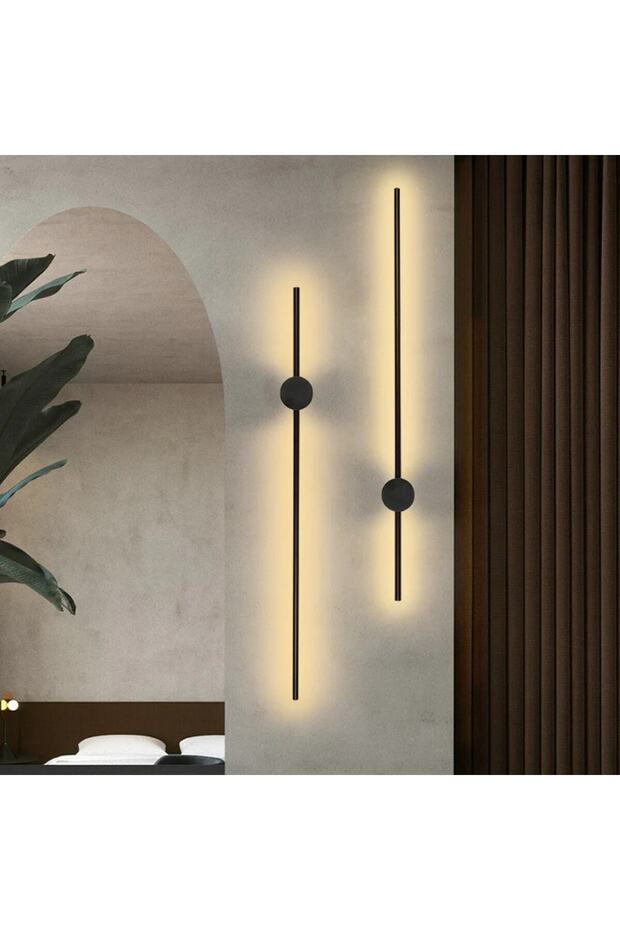 Modern Dekoratif Led Duvar Aplik Uzun Çubuk Samsung Ledli Tekli 50 Cm Siyah Kasa Gün Işığı - 1