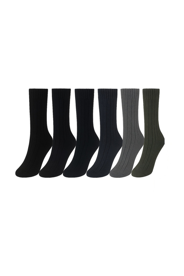 Socks 6 Pairs Wool Men's Norwegian Natural Soft Thick Thermal Winter Ribbed Derby Socks