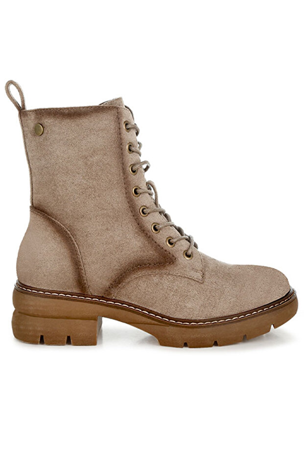 Women Lace Up High Ankle Boots in Taupe
