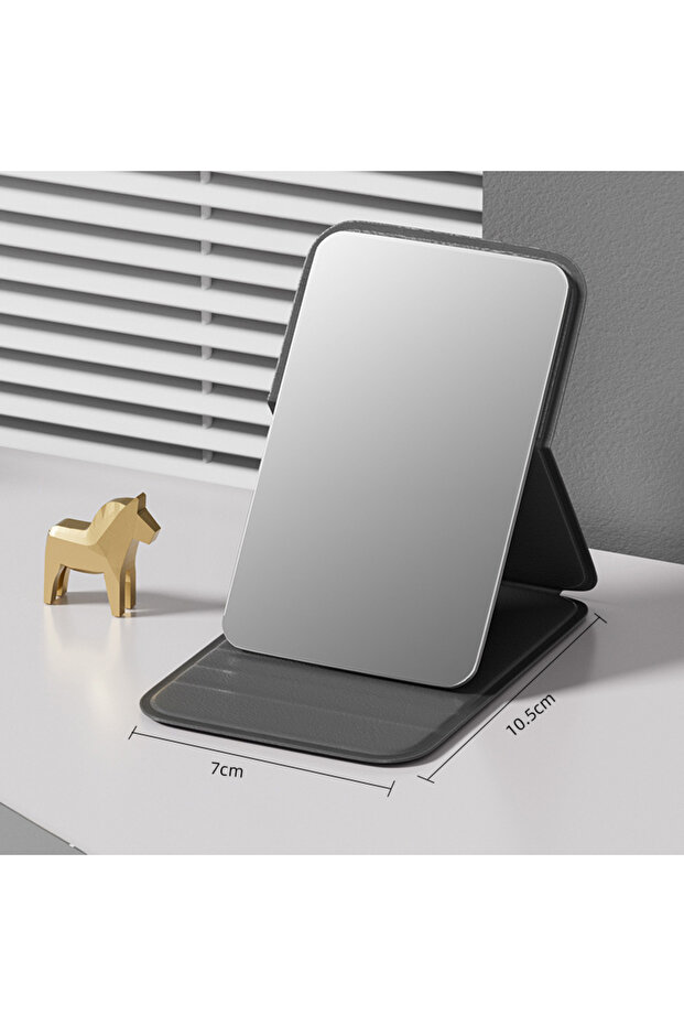 black Portable Handheld Mini Makeup Mirror, Dormitory Tabletop And Office Use, Adjustable And Portab