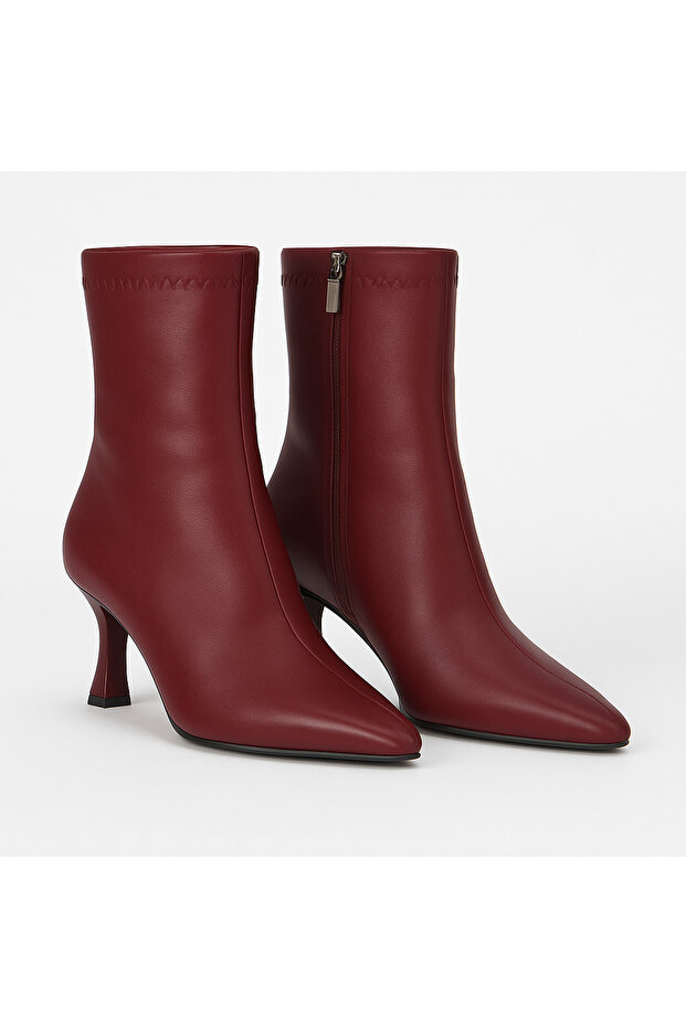Bordo Kadın Streç İnce Topuklu Bot&Bootie BYNDSİT01 - 3