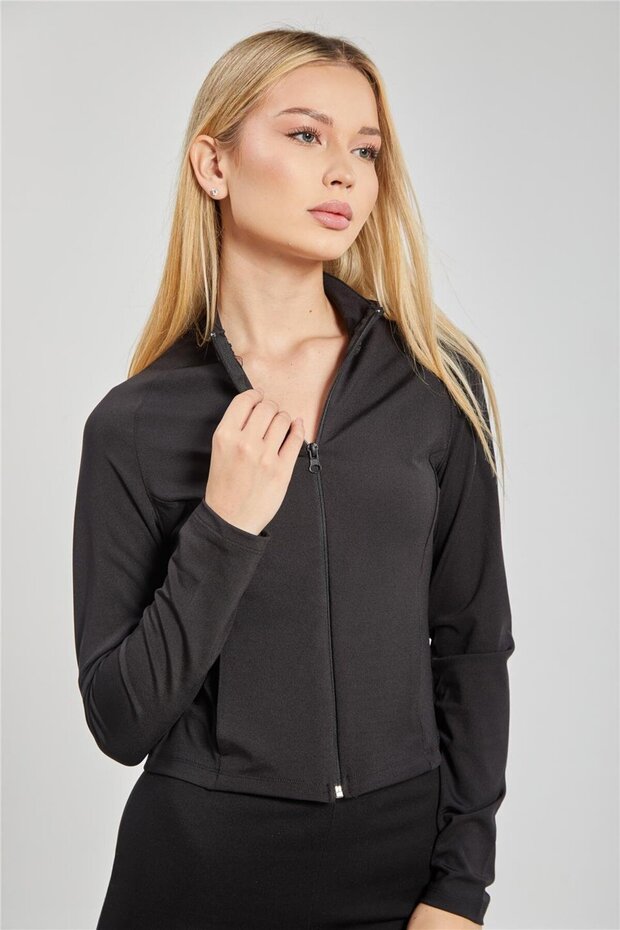 Women's Reglon Sleeve Zippered Bodysuit - Black