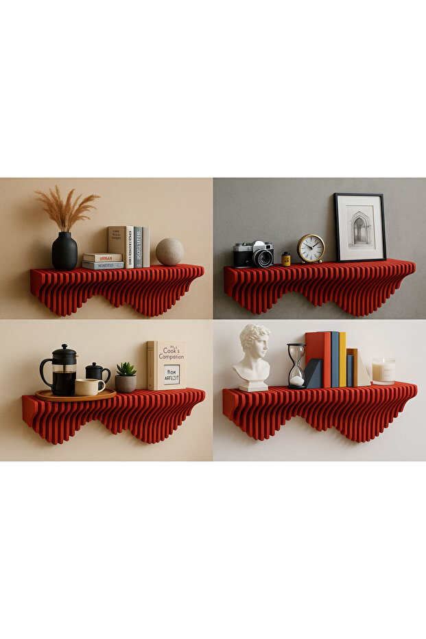 Parametrik Duvar Rafı-Modern Tasarım-CNC Kesim 100×17×30 cm - 2