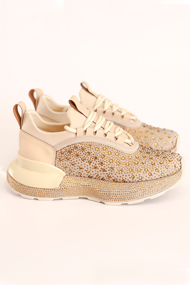 LN 605 Lace-Up Stone-Embellished Sneakers