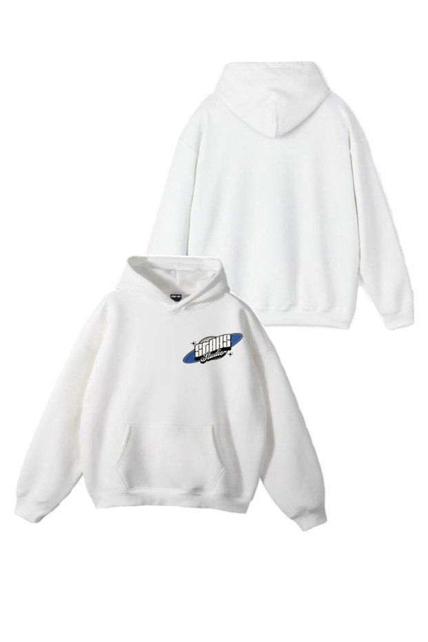 New Season Stars Studio Printed 3 Yarn Cotton Hooded Sweatshirt