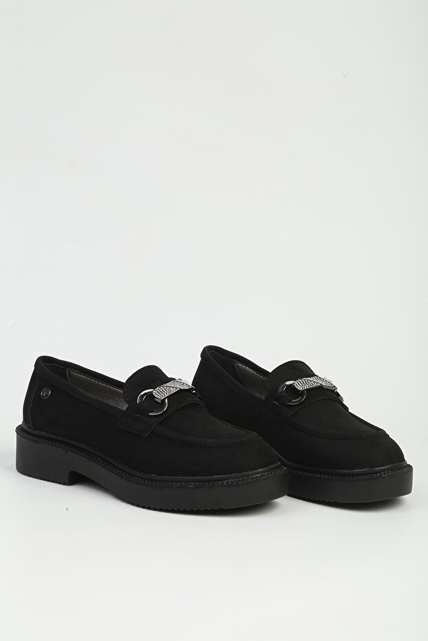 Women's Black Suede Loafer Pc-55223