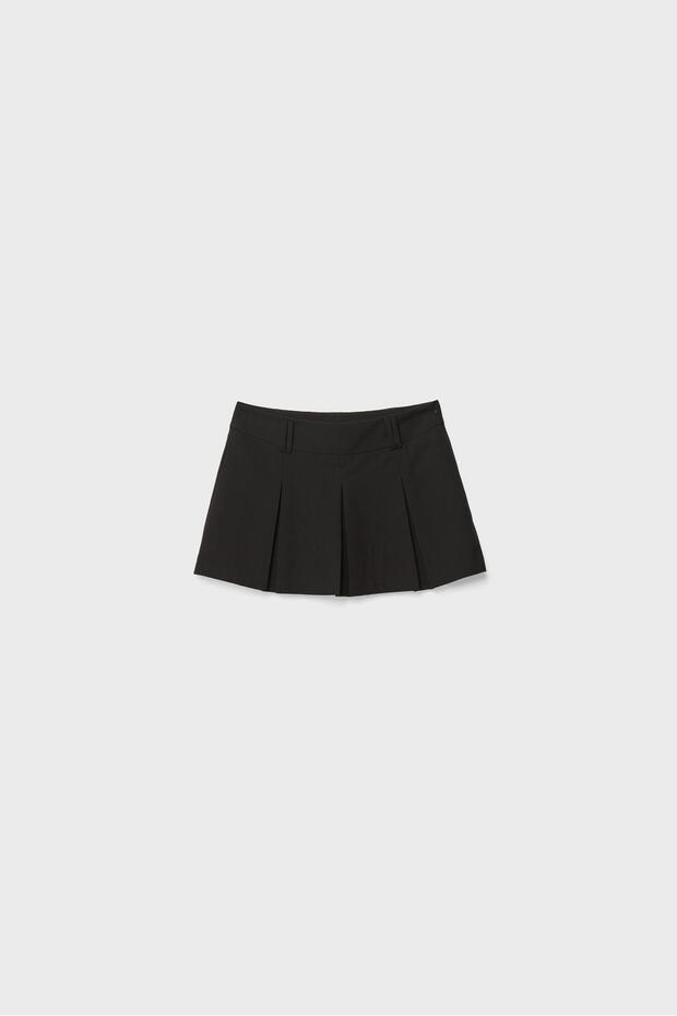 Pileli mini şort etek - 6