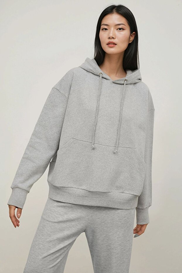 Oversize Kapüşonlu Sweatshirt - 1