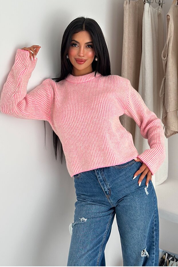Women's Pink Standard Size Knitwear Sweater